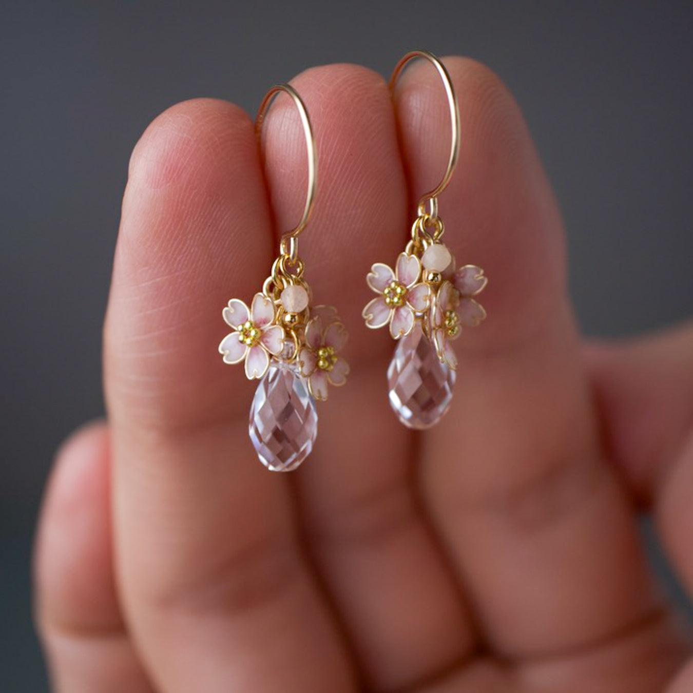 Cherry Blossom  with Crystal Drop | 14kgf