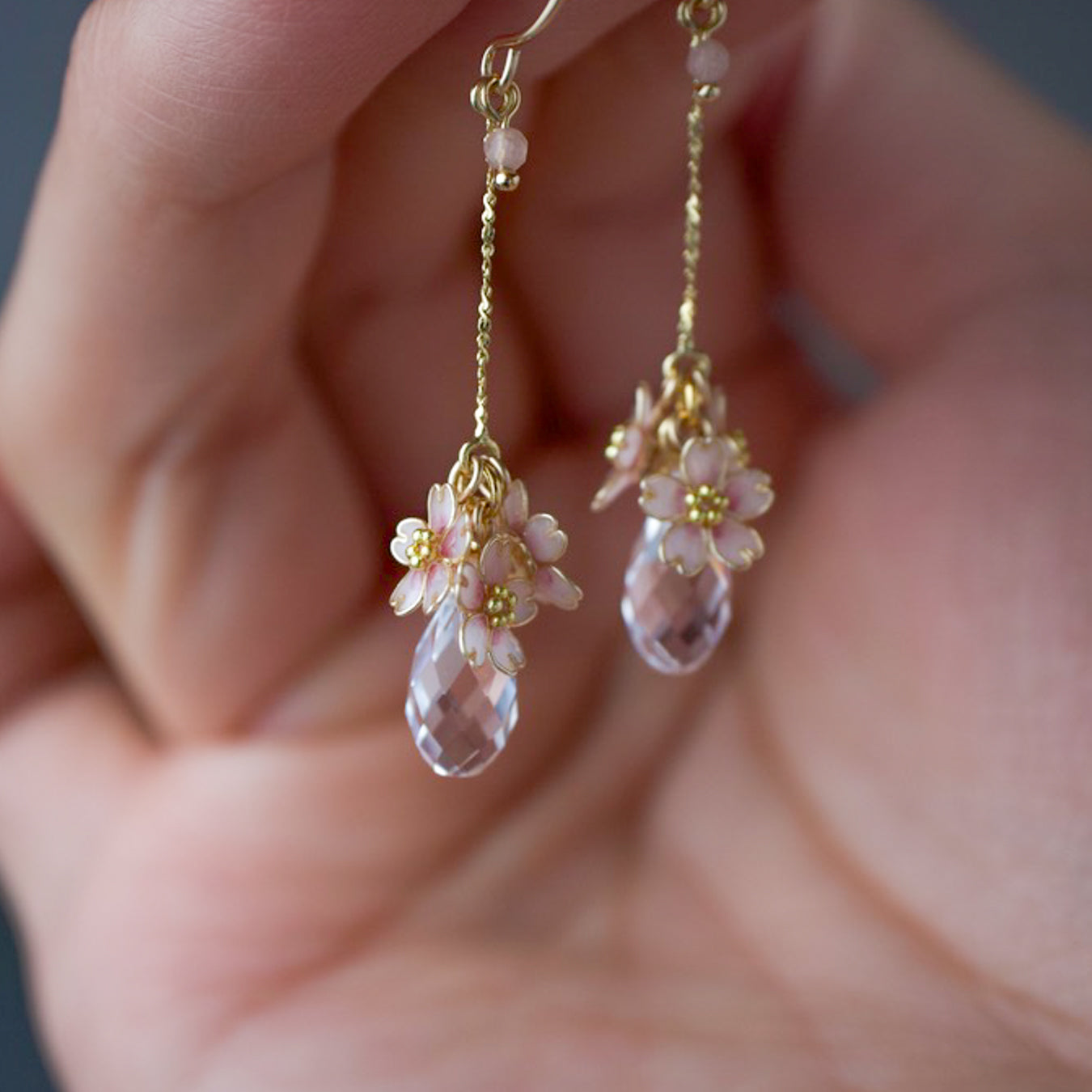 Cherry Blossom  with Crystal Drop | 14kgf