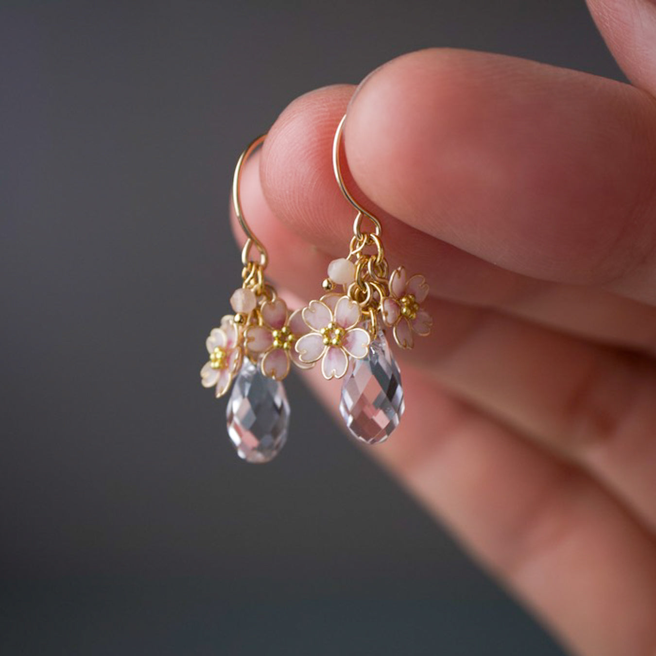 Cherry Blossom  with Crystal Drop | 14kgf