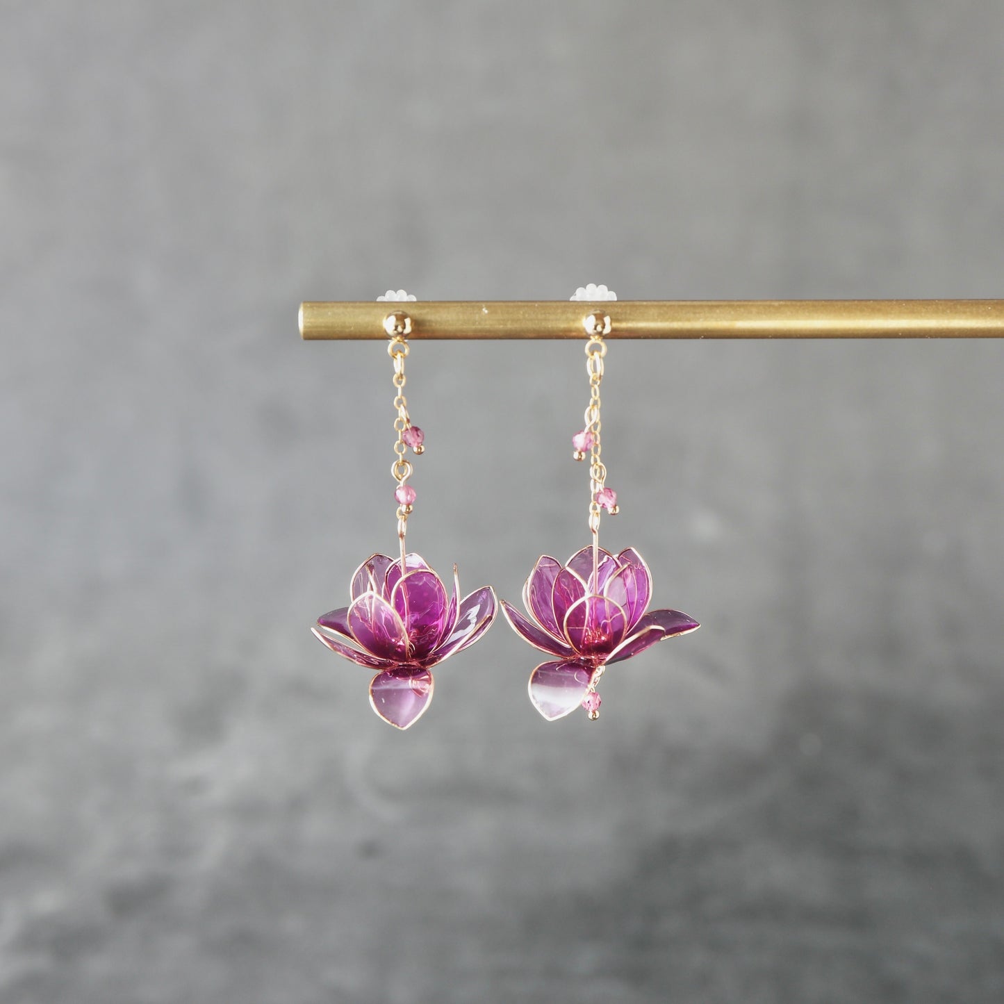 Purple Magnolia Blossom Earrings
