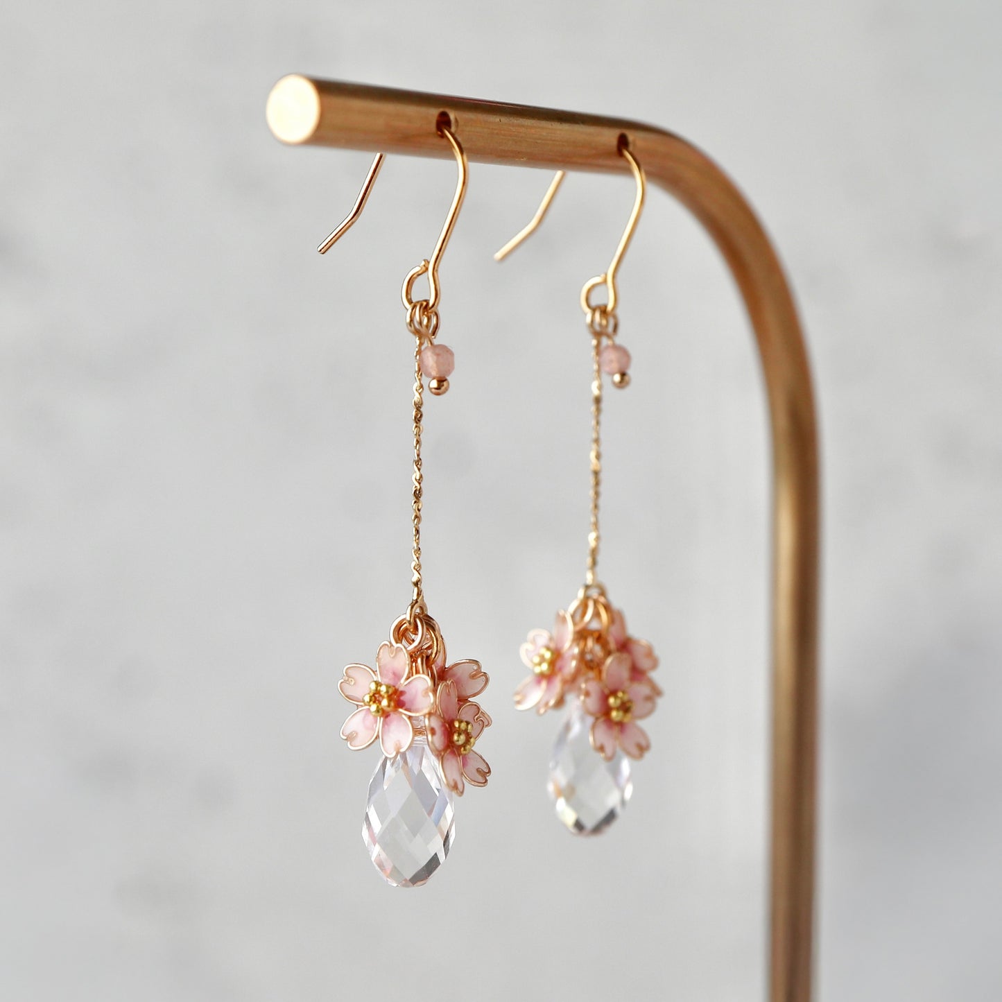 Cherry Blossom  with Crystal Drop | spring jewelry
