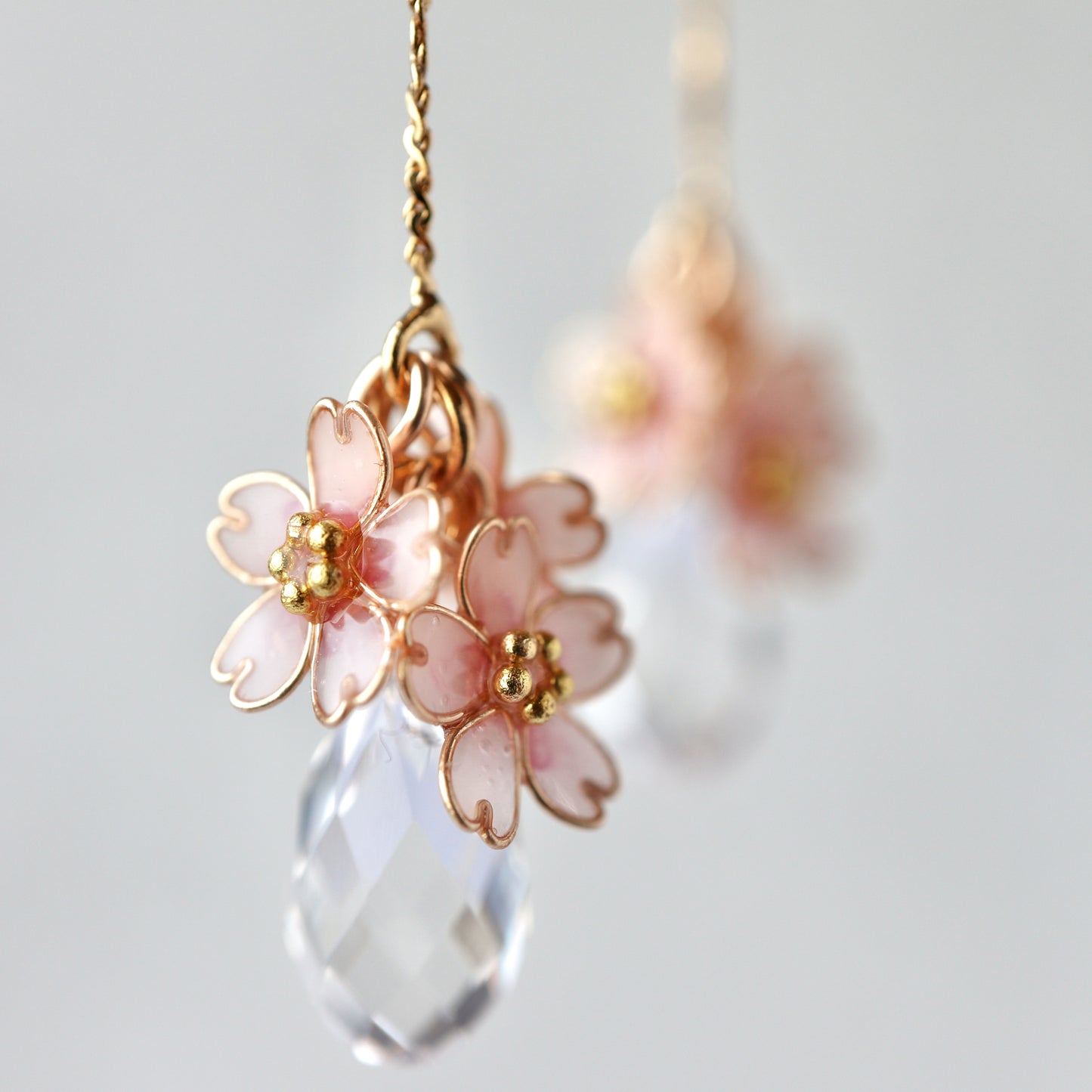 Cherry Blossom  with Crystal Drop | spring jewelry