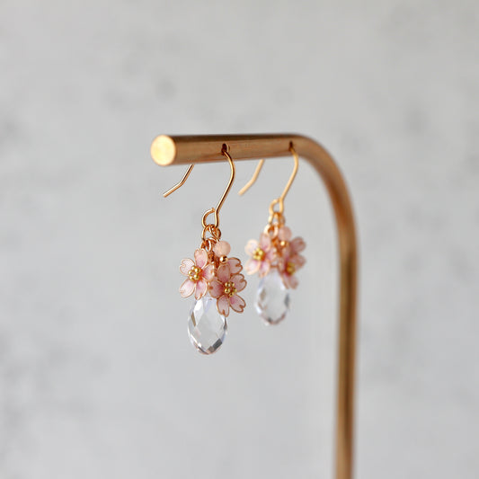 Cherry Blossom  with Crystal Drop | spring jewelry