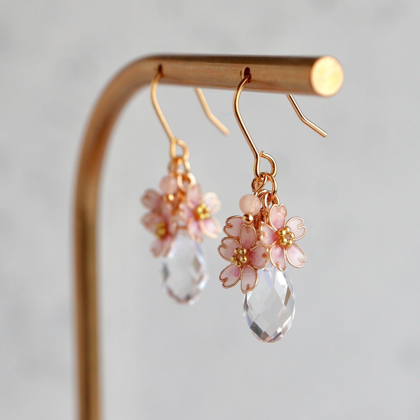 Cherry Blossom  with Crystal Drop | spring jewelry