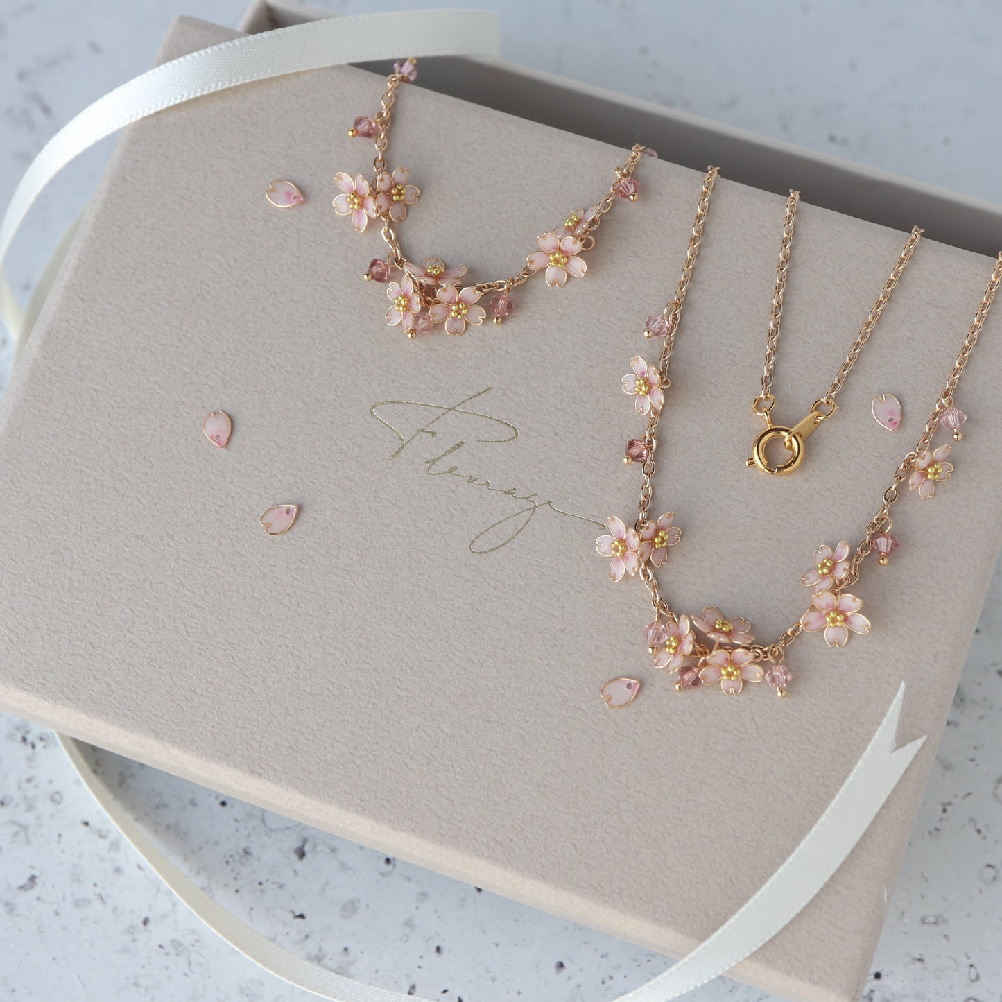 Scattered Little Cherry Blossoms | Flower Necklace