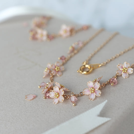 Scattered Little Cherry Blossoms | Flower Necklace