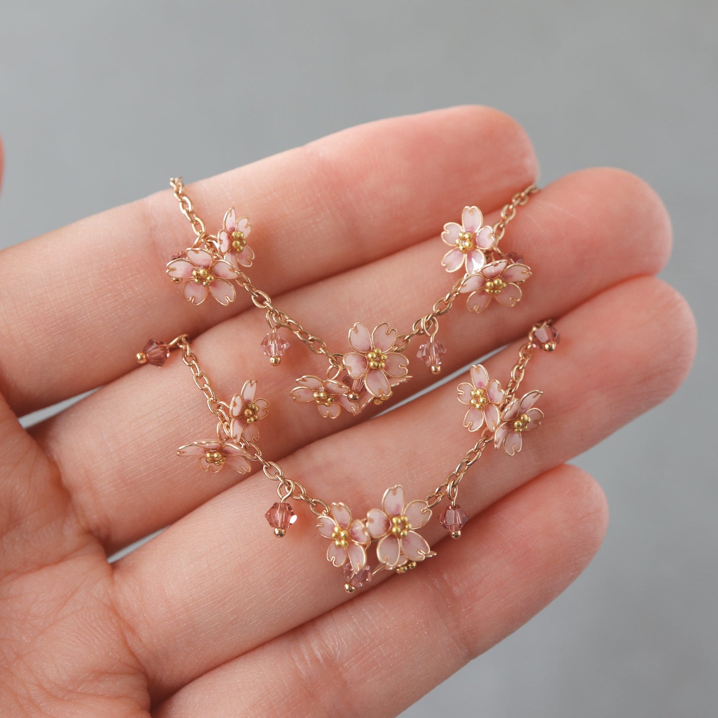Scattered Little Cherry Blossoms | Flower Bracelet