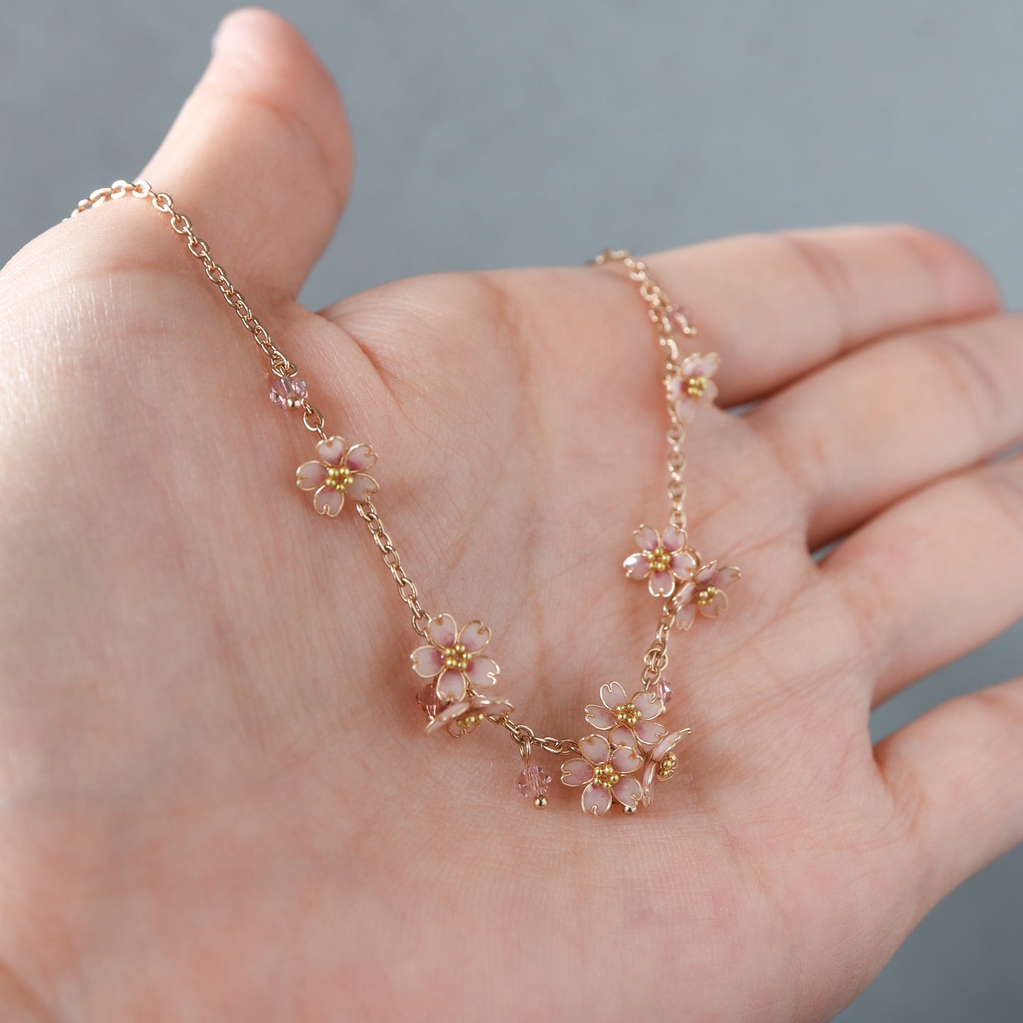 Scattered Little Cherry Blossoms | Flower Necklace