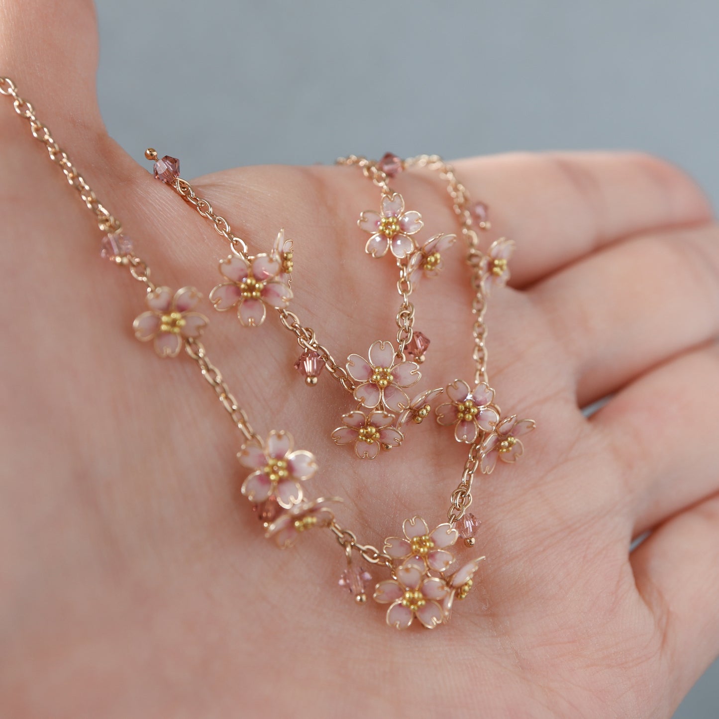 Scattered Little Cherry Blossoms | Flower Necklace