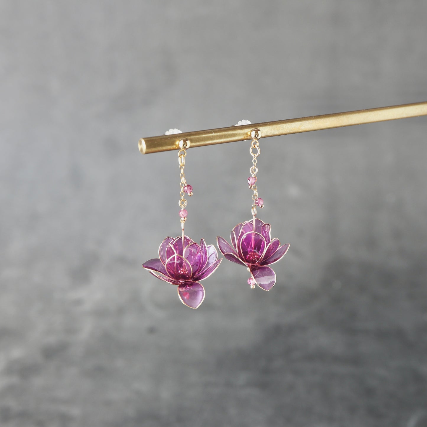 Purple Magnolia Blossom Earrings