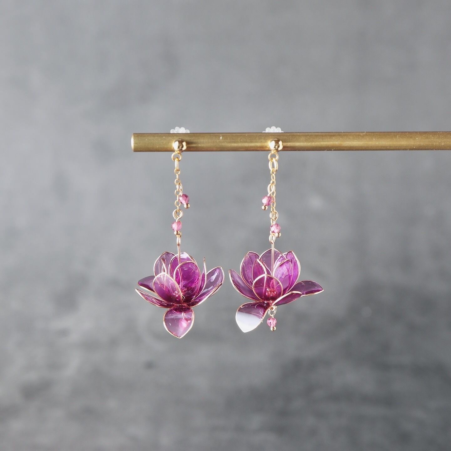 Purple Magnolia Blossom Earrings